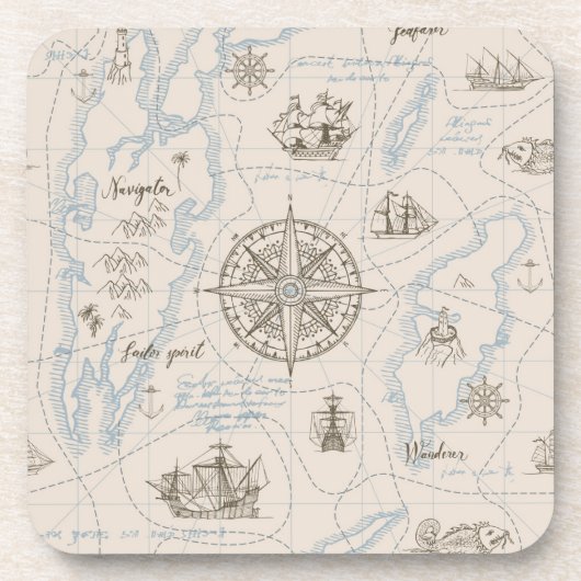 oceaan plattegrond bier onderzetter (Voorkant)