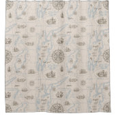  oceaan plattegrond douchegordijn (Voorkant)