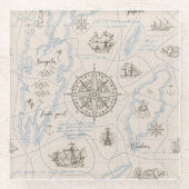 oceaan plattegrond glazen onderzetter (Voorkant)