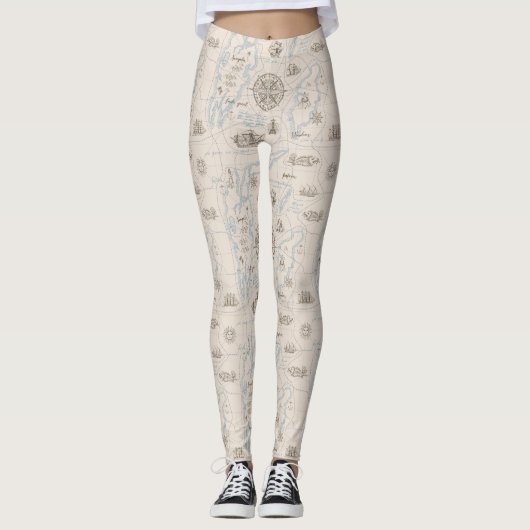 oceaan plattegrond leggings (Voorkant)