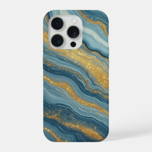 Oceaan Royal Marmer Gloed ✨ Blauw Goud Abstract iPhone 15 Pro Hoesje