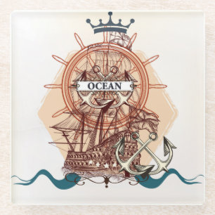 Oceaan/schip Glazen Onderzetter