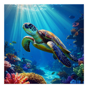 Oceaan Sereniteit Zeeschildpad Poster Perfect Poster