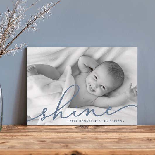Oceaan | Shine Script Hanukkah-foto Feestdagenkaart
