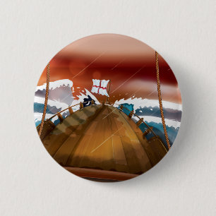 Oceaan Storm Zeil Schip Ronde Button 5,7 Cm