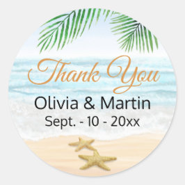 Oceaan, strand en zeeduivel ronde sticker