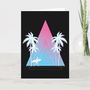 Oceaan Surfen Watersport Palmboom Surfer 90s Va Kaart
