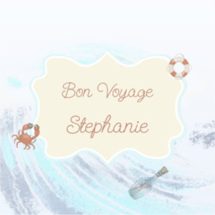 Oceaan Thema Bon Voyage Gepersonaliseerd met Naam Sticker