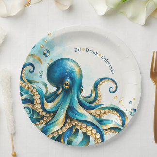 Oceaan Thema | Octopus | Verjaardagsfeestje Papieren Bordje
