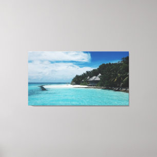 Oceaan   Tropen   Zee   Palmbomen Canvas Afdruk