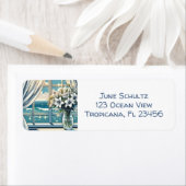  oceaan Uitzicht en vaas van bloemen Etiket (Insitu)