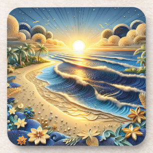 oceaan Uitzicht tropisch papier quilling effect Bier Onderzetter