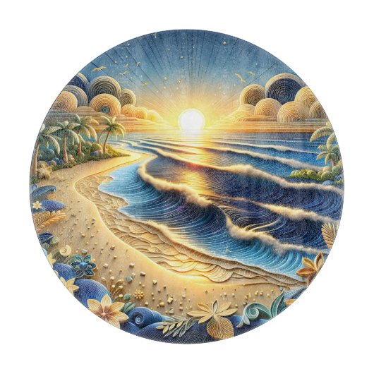 oceaan Uitzicht tropisch papier quilling effect Snijplank (Voorkant)