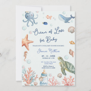 Oceaan van liefde voor Baby shower strand uitnodig Kaart