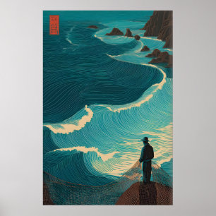 Oceaan Visser Muur Kunst - Eenzame Hengelaar met Poster