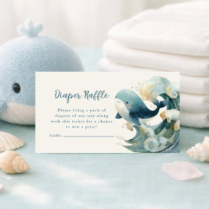 Oceaan Walvis Golven Luier Raffle Ivoorkleurige Ba Informatiekaartje