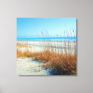Oceaan, Zand en Zeegras in North Myrtle Beach Canvas Afdruk