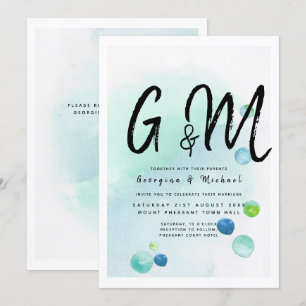 Oceaan Zee Glas Ombre Turquoise Blauwe Trouwdag Kaart