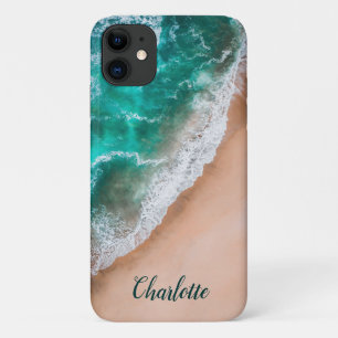 Oceaan zeegolf Strand Nautilus Aangepaste naam iPhone 11 Hoesje