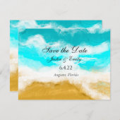 Oceaan Zeekant Turquoise Golven Save the Date Kaart (Voorkant / Achterkant)