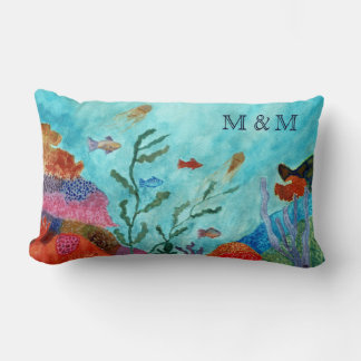 Oceaan Zeeleven Onderwater Koraalrif Monogram Kussen