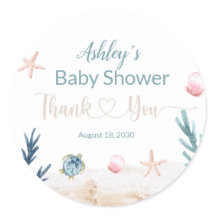 Oceaan Zeeschildpad Meisje Dank Je Baby Shower Fav