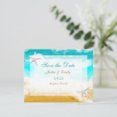 Oceaan Zeezijde Turquoise Golven Save the Date Kaart (Staand voorkant)