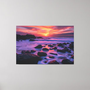 Oceaan Zonsondergang Rotsen Zeegezicht Kunst Canvas Afdruk
