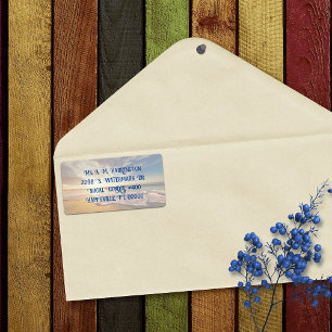 Oceaan Zonsopgang Strand Scene Verzendlabels Etiket