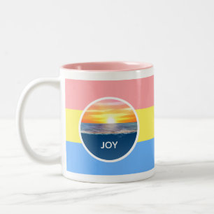 Oceaan Zonsopgang Vreugde op Pastelkleuren Tweekleurige Koffiemok