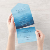 Oceaanaquarel Kust Bruiloft All In One Uitnodiging (Afscheurbaar)