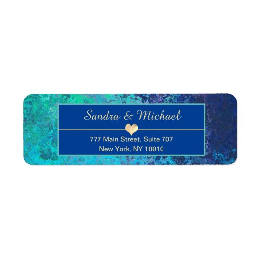Oceaanblauw en groen met hart etiket (Voorkant)