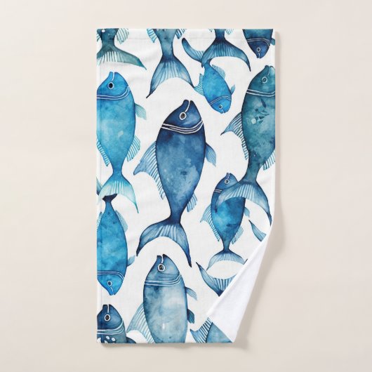 oceaanblauwe vis | Nautische Beach House Badkamer Handdoek (Handdoek)