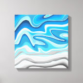 oceaangolven | Blauw Abstract schilderij Canvas Afdruk (Voorkant)