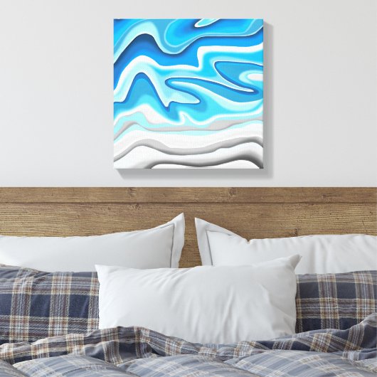 oceaangolven | Blauw Abstract schilderij Canvas Afdruk (Insitu (Slaapkamer))