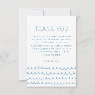 oceaangolven Blue Nautical Beach Baby shower Bedankkaart