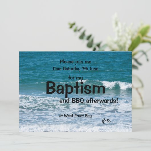 Oceaangolven Doop uitnodiging (Staand voorkant)