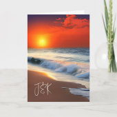 oceaangolven en zonsondergang Jubileum Kaart (Voorkant)