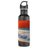 Oceaangolven en zonsondergang op Zanddouche Waterfles (Voorkant)