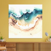 Oceaangolven kruipen aan de kust canvas afdruk (Insitu (Woonkamer))