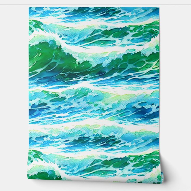 Oceaangolven nautisch zee surf kustwaterstrand behang (Afrollen)