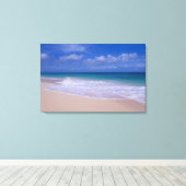 Oceaangolven schuimen op zandstrand canvas afdruk (Insitu (Houten vloer))