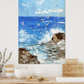 oceaangolven zeekustlandschap poster (Keuken)