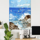 oceaangolven zeekustlandschap poster (Thuiskantoor)