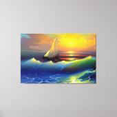Oceaangolven, Zeilboot en Zonsondergang Reflection Canvas Afdruk (Voorkant)