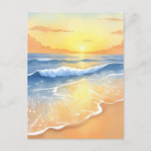 oceaangolven zonsondergang | strand Waterverf Briefkaart (Voorkant)