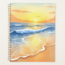 oceaangolven zonsondergang | strand Waterverf Planner