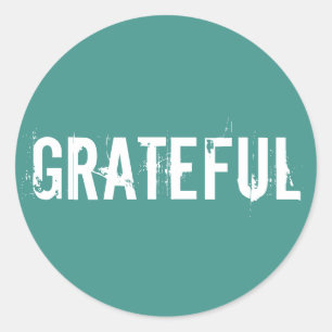 Oceaangroen met witte dankbare tekst ronde sticker