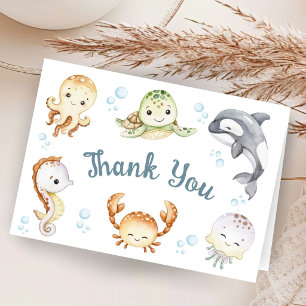 Oceaankleuren Baby Shower Vouw Dankkaart Bedankkaart