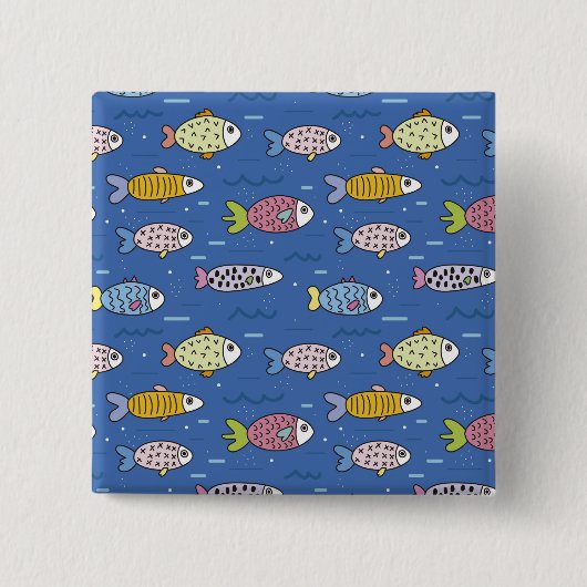 oceaanlevensknop vierkante button 5,1 cm (Voorkant)